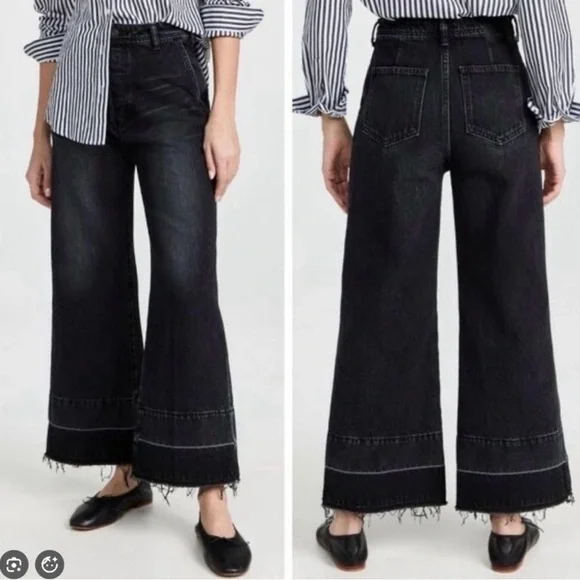 Moussy Elba wide cropped black denim size 28 - Picture 2 of 11